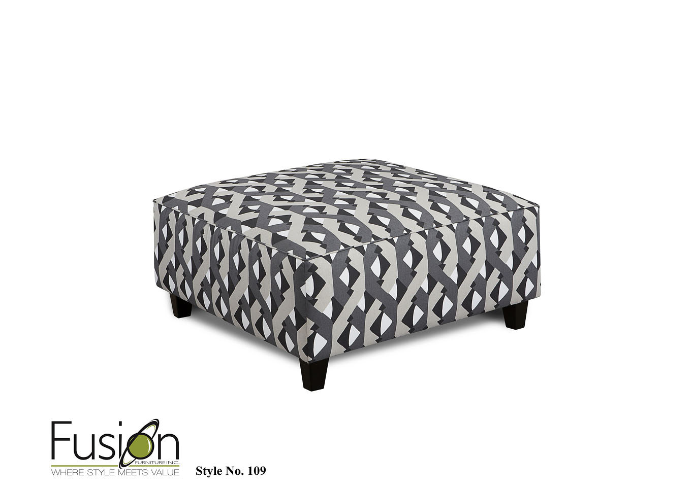 Grande Linen (Revolution) Dover Street Graphite Cocktail Ottoman,Fusion Furniture Inc