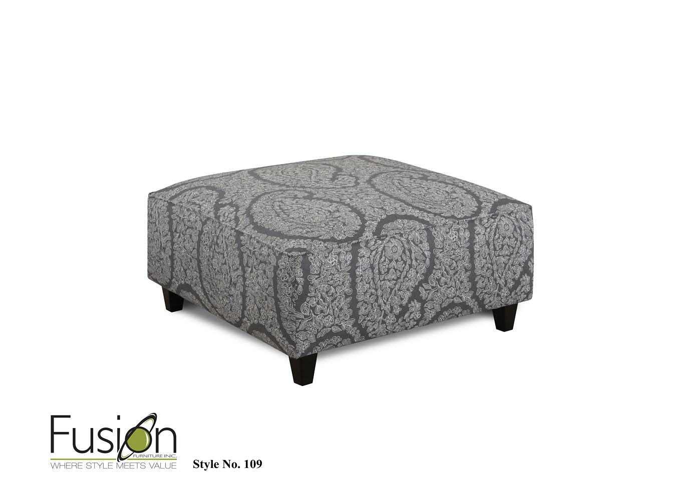 Chalet Platinum Ella Pewter Cocktail Ottoman,Fusion Furniture Inc
