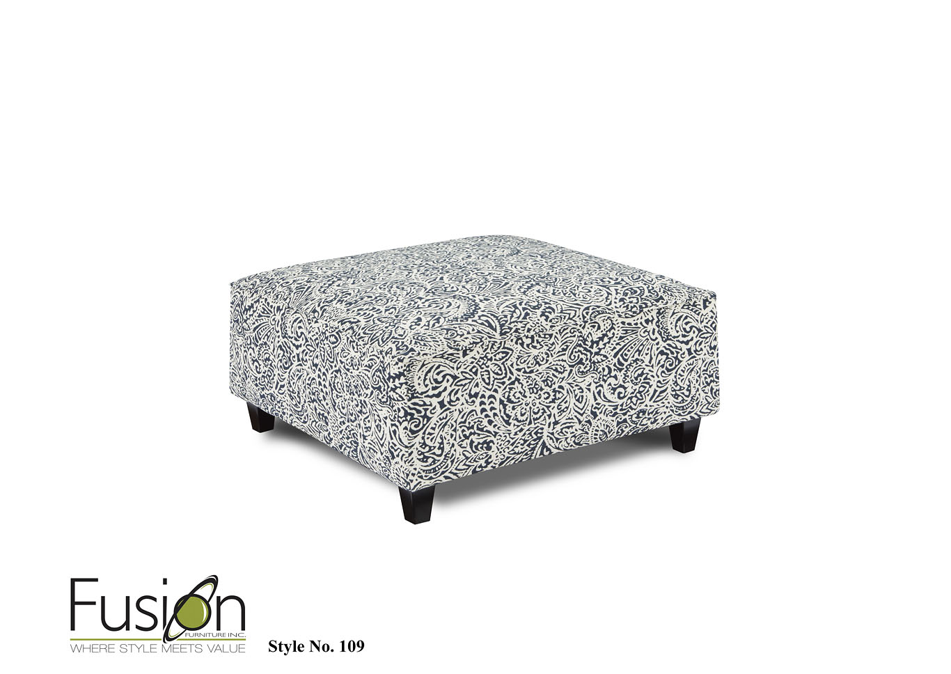 Anders Mocha Lillian Denim Cocktail Ottoman,Fusion Furniture Inc