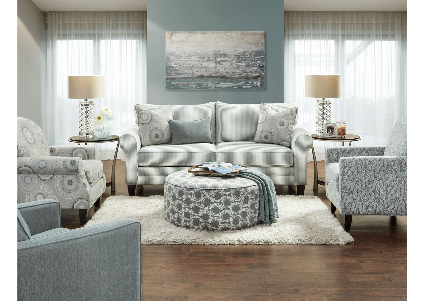 Longboard Chambray (Revolution) Longboard Chambray Chair 1/2,Fusion Furniture Inc