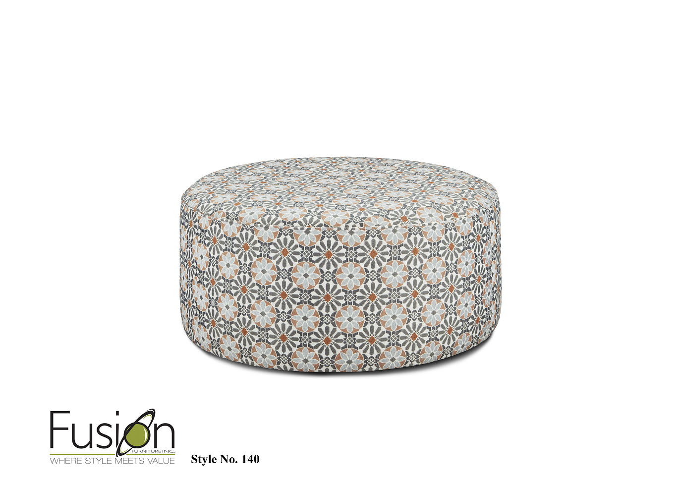 Ocracoke Stone (Revolution) Etruscan Terracotta Cocktail Ottoman,Fusion Furniture Inc