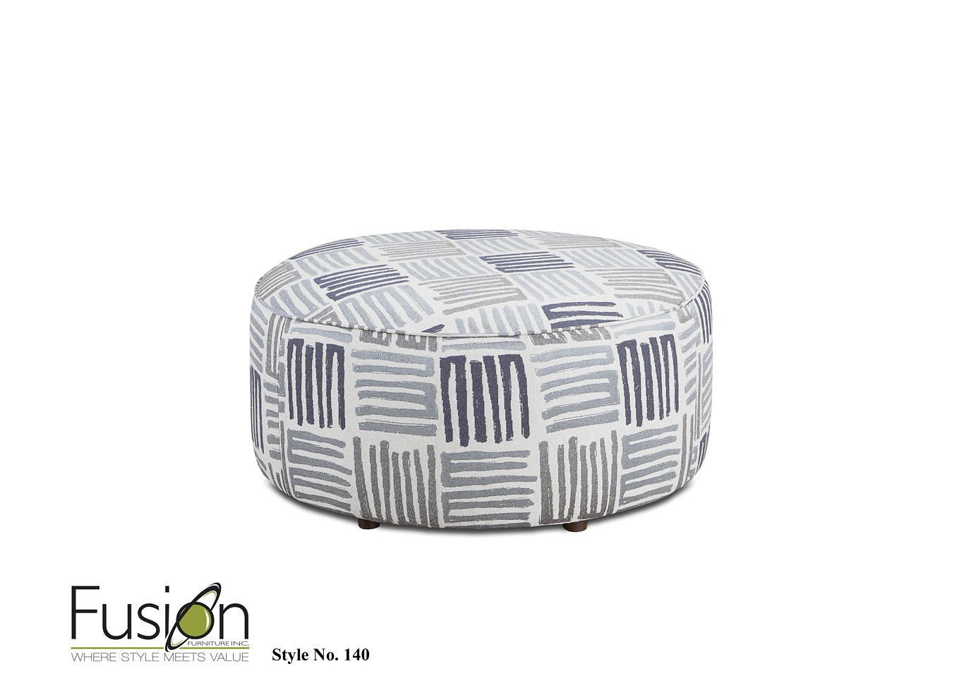 Grande Denim (Revolution) Swag Cobalt Cocktail Ottoman,Fusion Furniture Inc