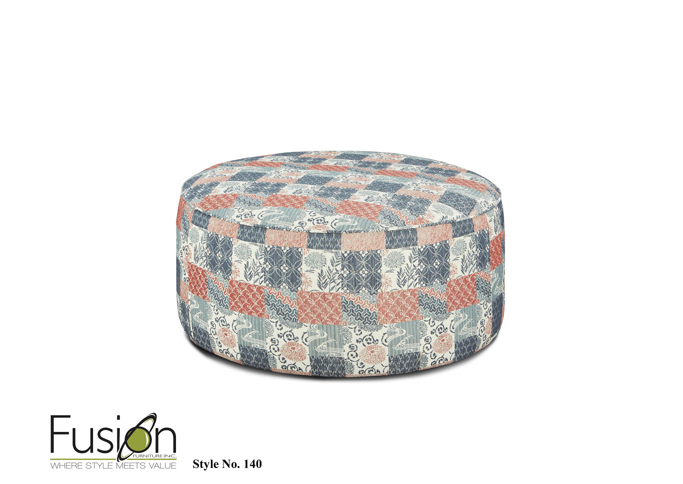 Relax Parchment Vintage Vibe Geranium Cocktail Ottoman,Fusion Furniture Inc