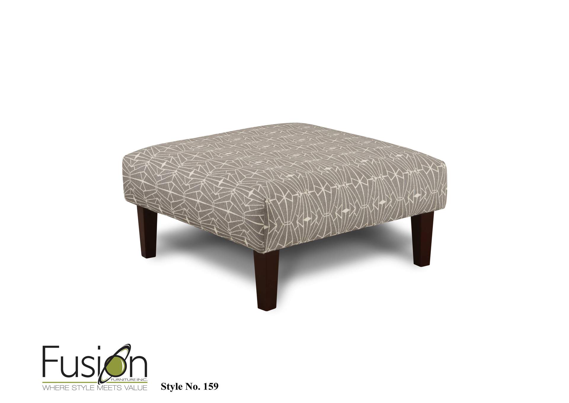 Sugarshack Glacier (Revoution) Emblem Charcoal Cocktail Ottoman,Fusion Furniture Inc