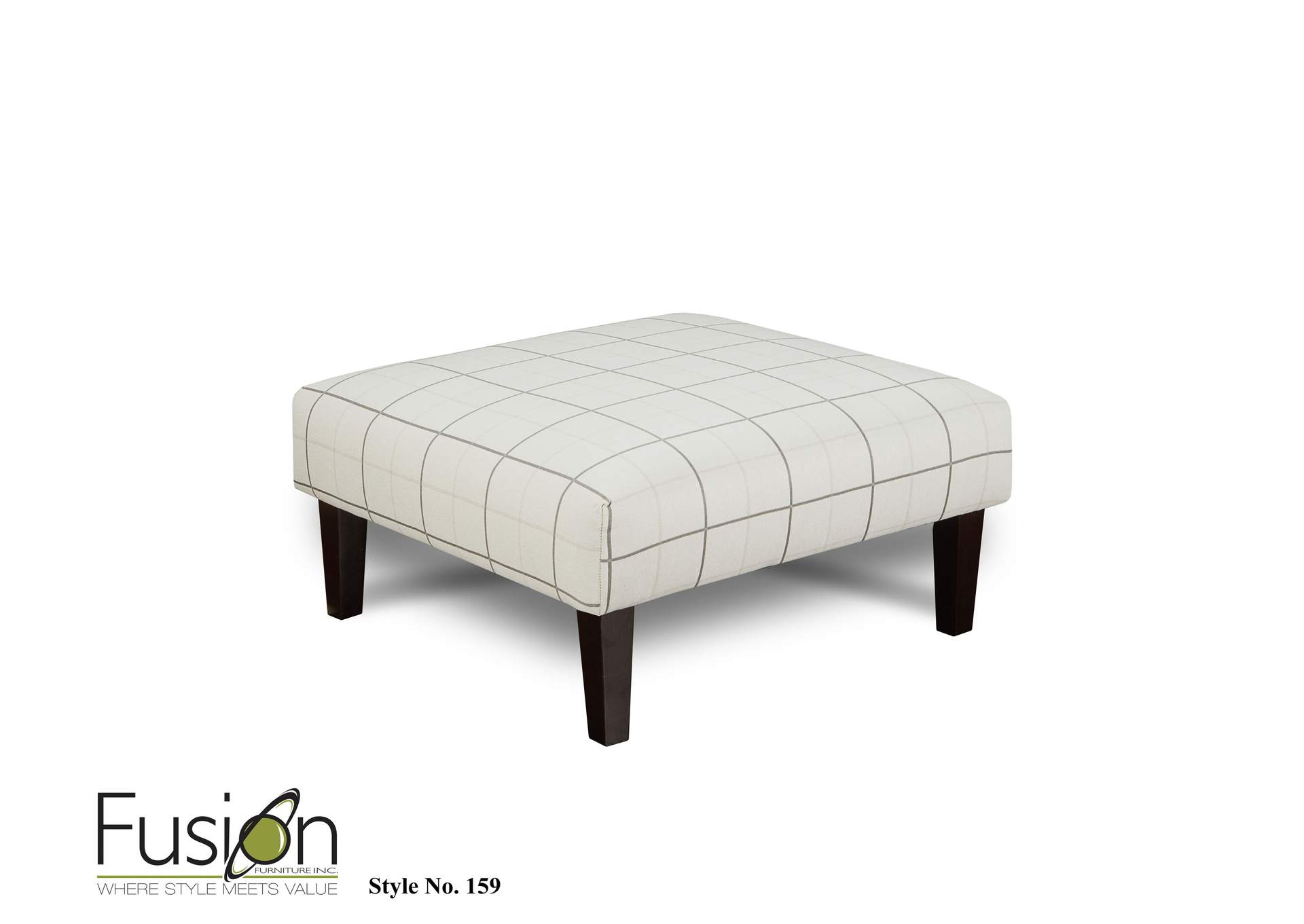 Evenings Stone (Revolution) Windowpane Chalk Cocktail Ottoman,Fusion Furniture Inc