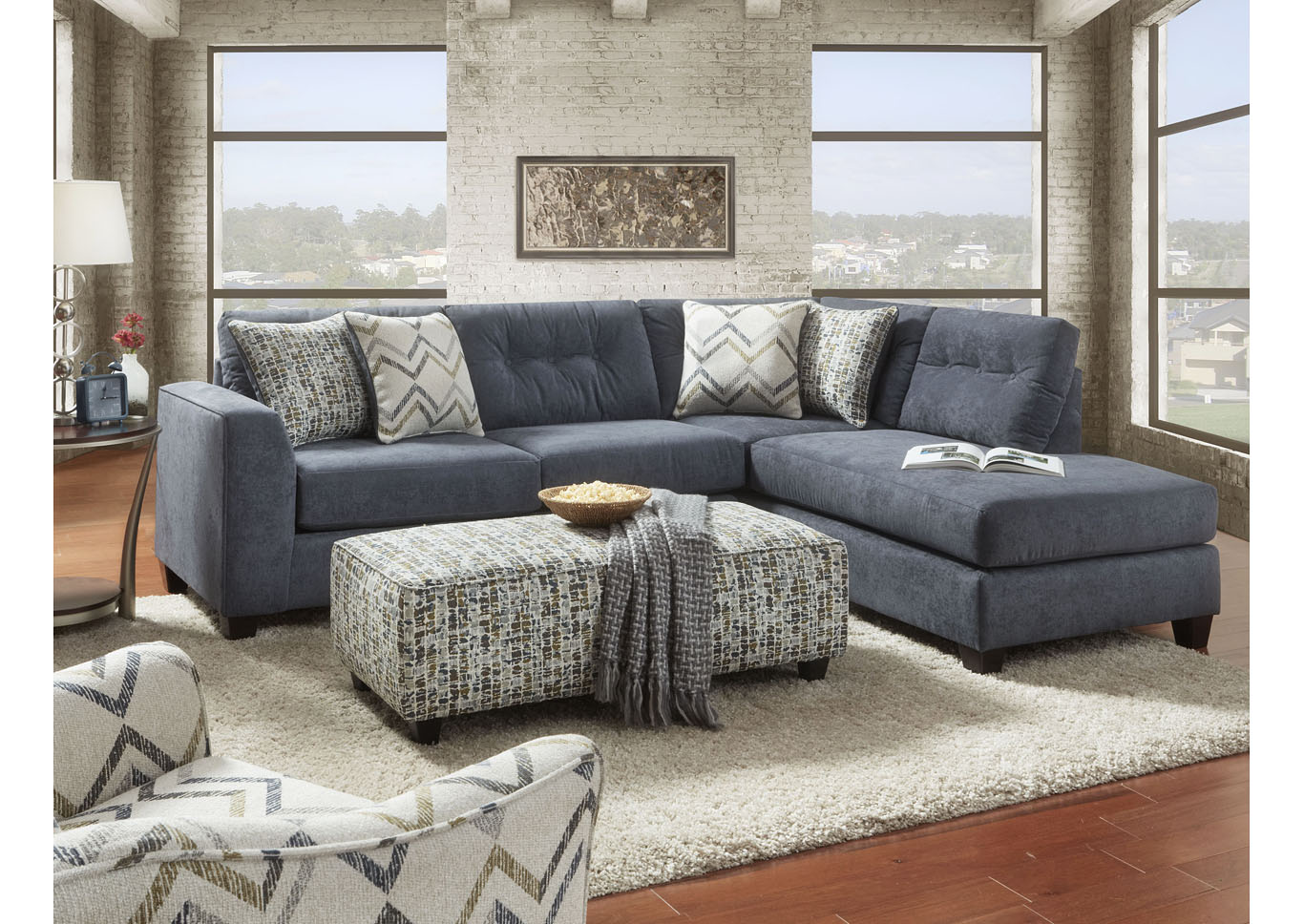 Sensation Slate Sensation Slate Loveseat w/Chaise,Fusion Furniture Inc