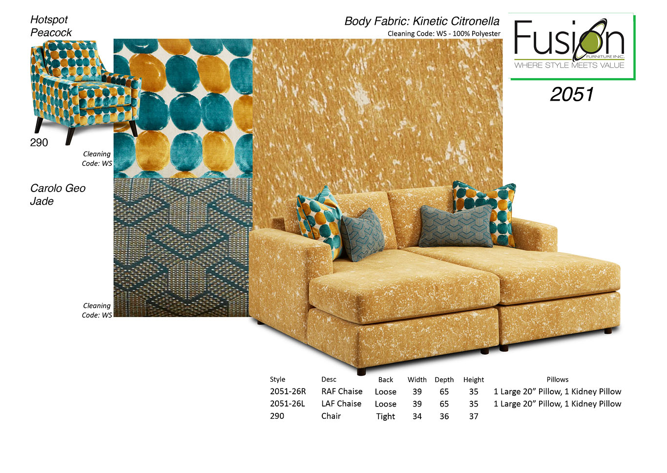 Kinetic Citronella Kinetic Citronella  Chaise,Fusion Furniture Inc