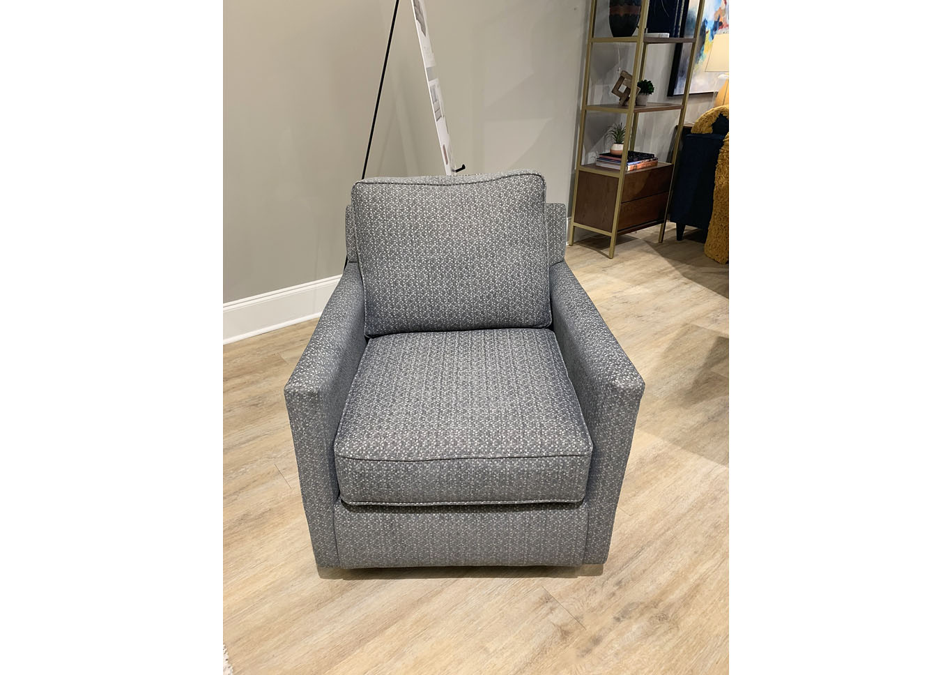 Braxton Ivory Kantha Gunmetal Swivel Glider Chair,Fusion Furniture Inc