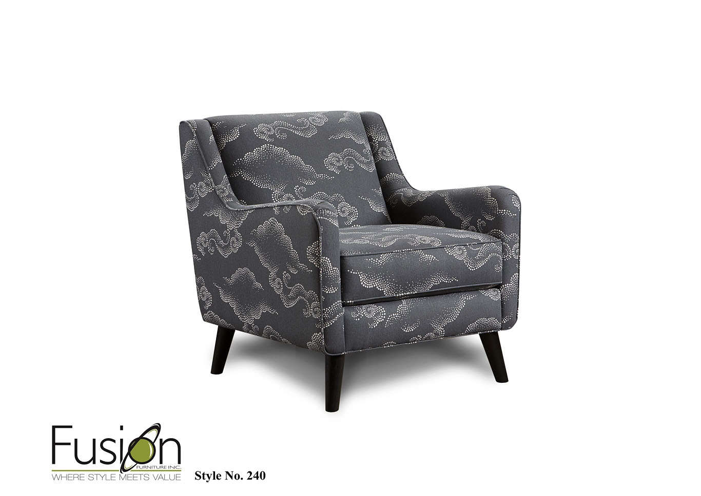 Grande Linen (Revolution) Cloudburst Graphite Accent Chair,Fusion Furniture Inc