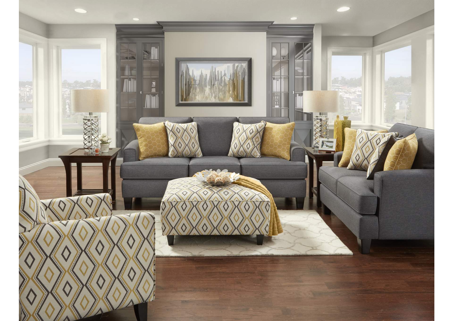 Maxwell Gray Dijon Group Doozie Dijon Cocktail Ottoman,Fusion Furniture Inc