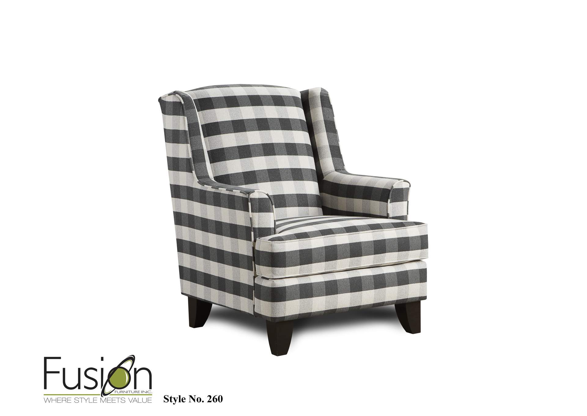 Popstitch Shell (Livesmart) Brock Charcoal Accent Chair,Fusion Furniture Inc