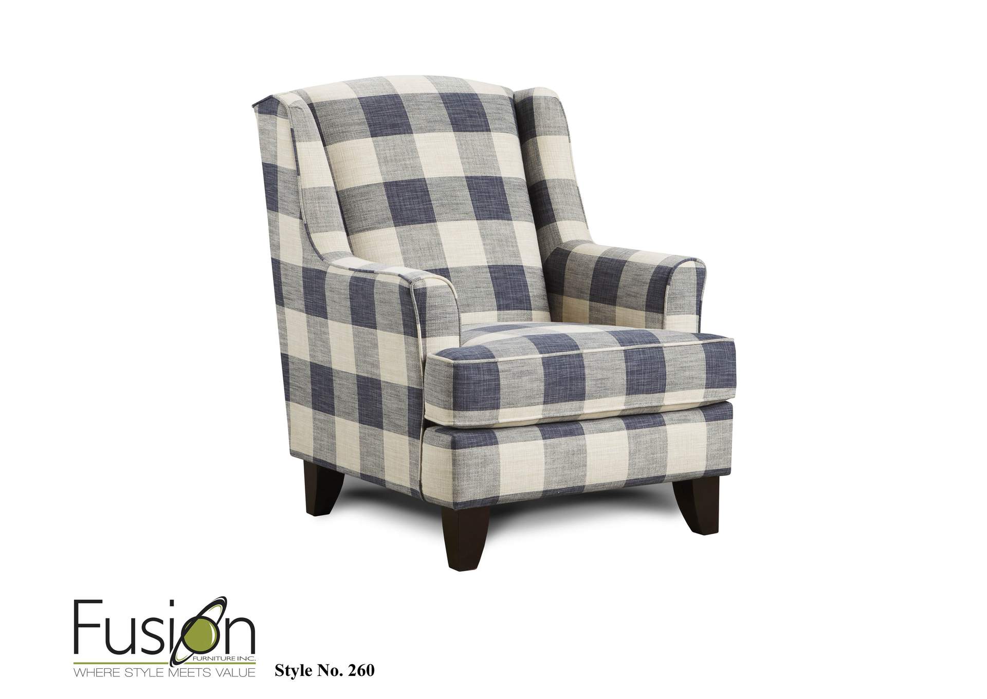 Catalina Linen Yucatan Indigo Accent Chair,Fusion Furniture Inc