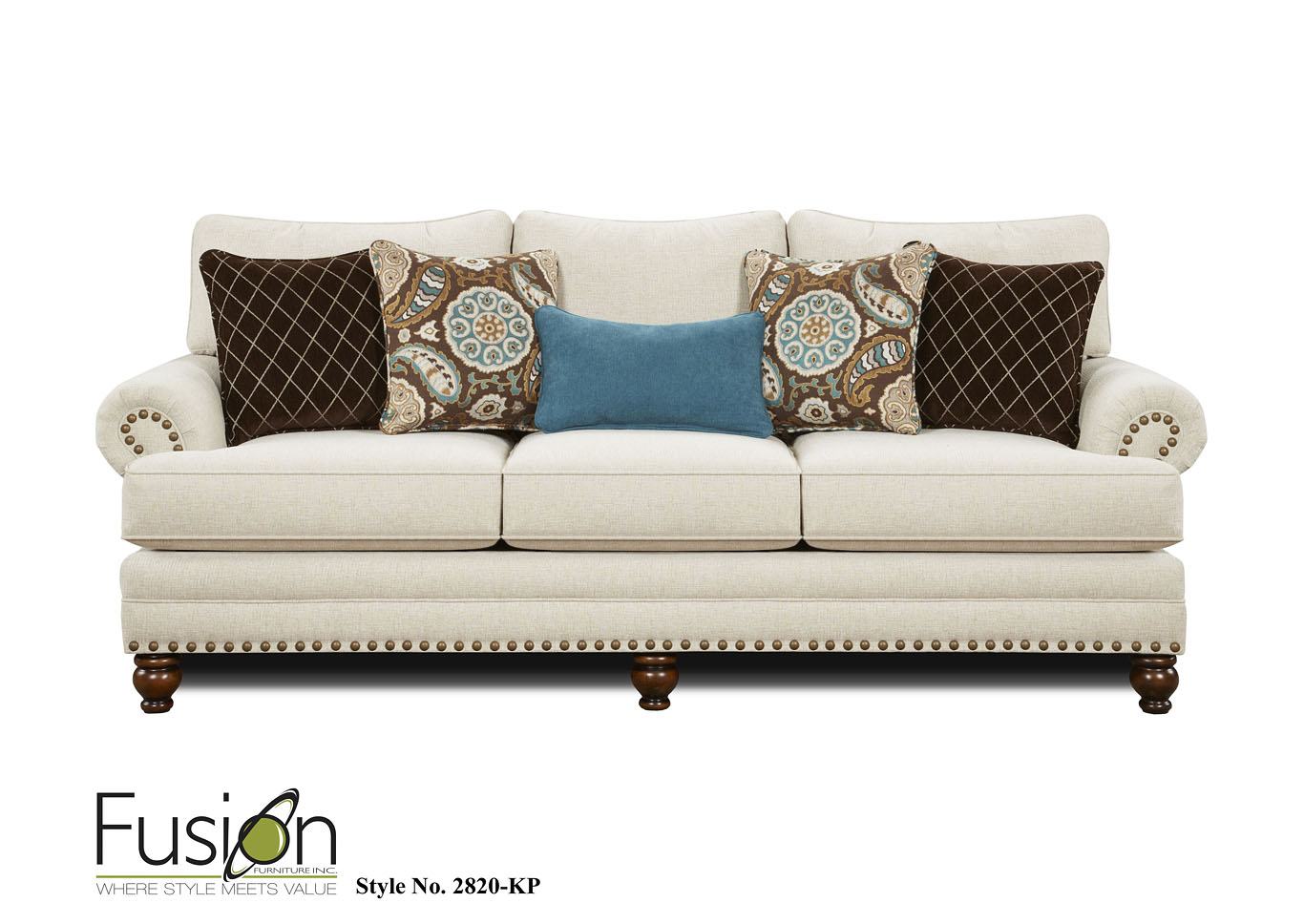 Anna White Linen Anna White Linen Sofa,Fusion Furniture Inc