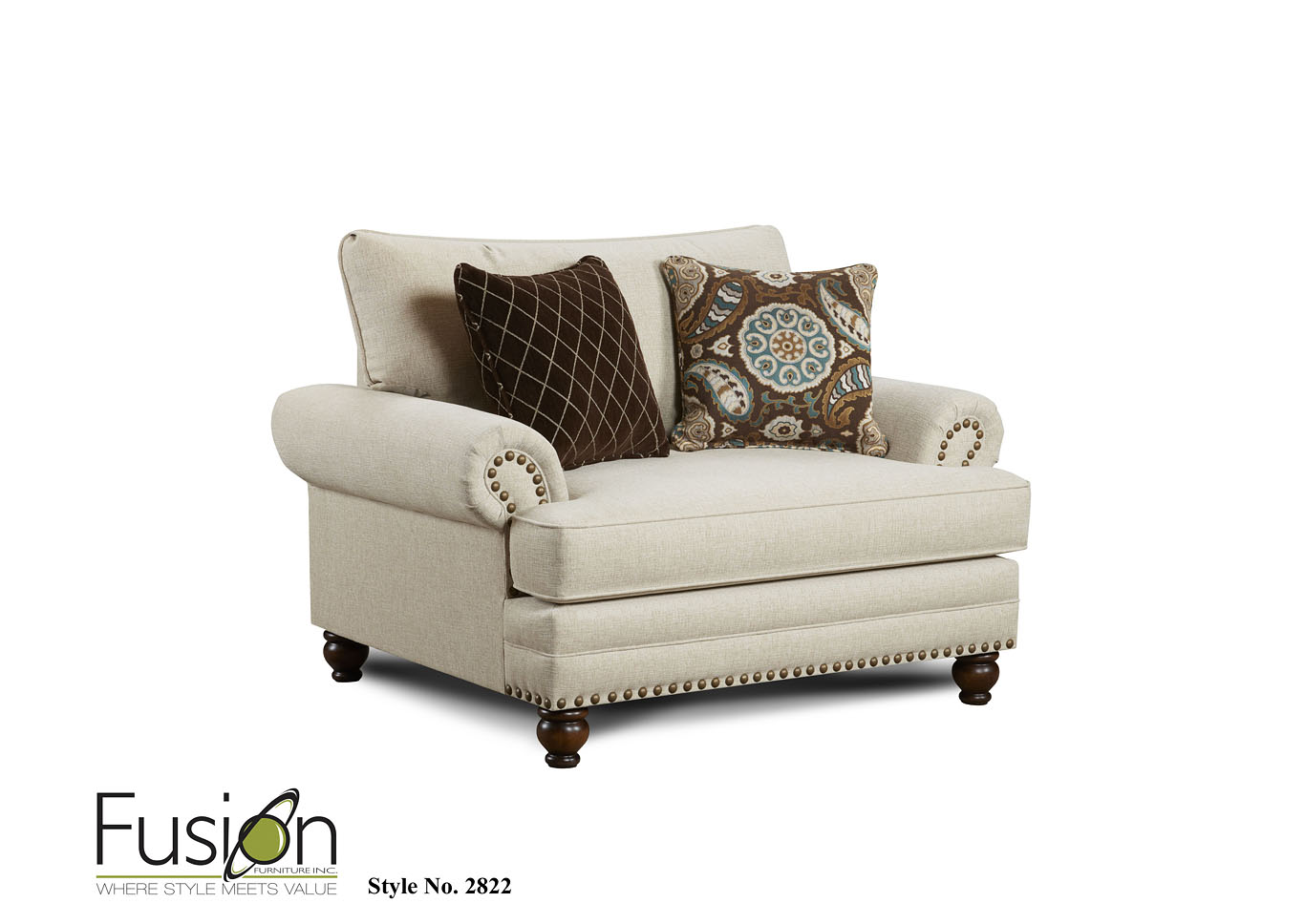 Anna White Linen Anna White Linen Chair 1/2,Fusion Furniture Inc