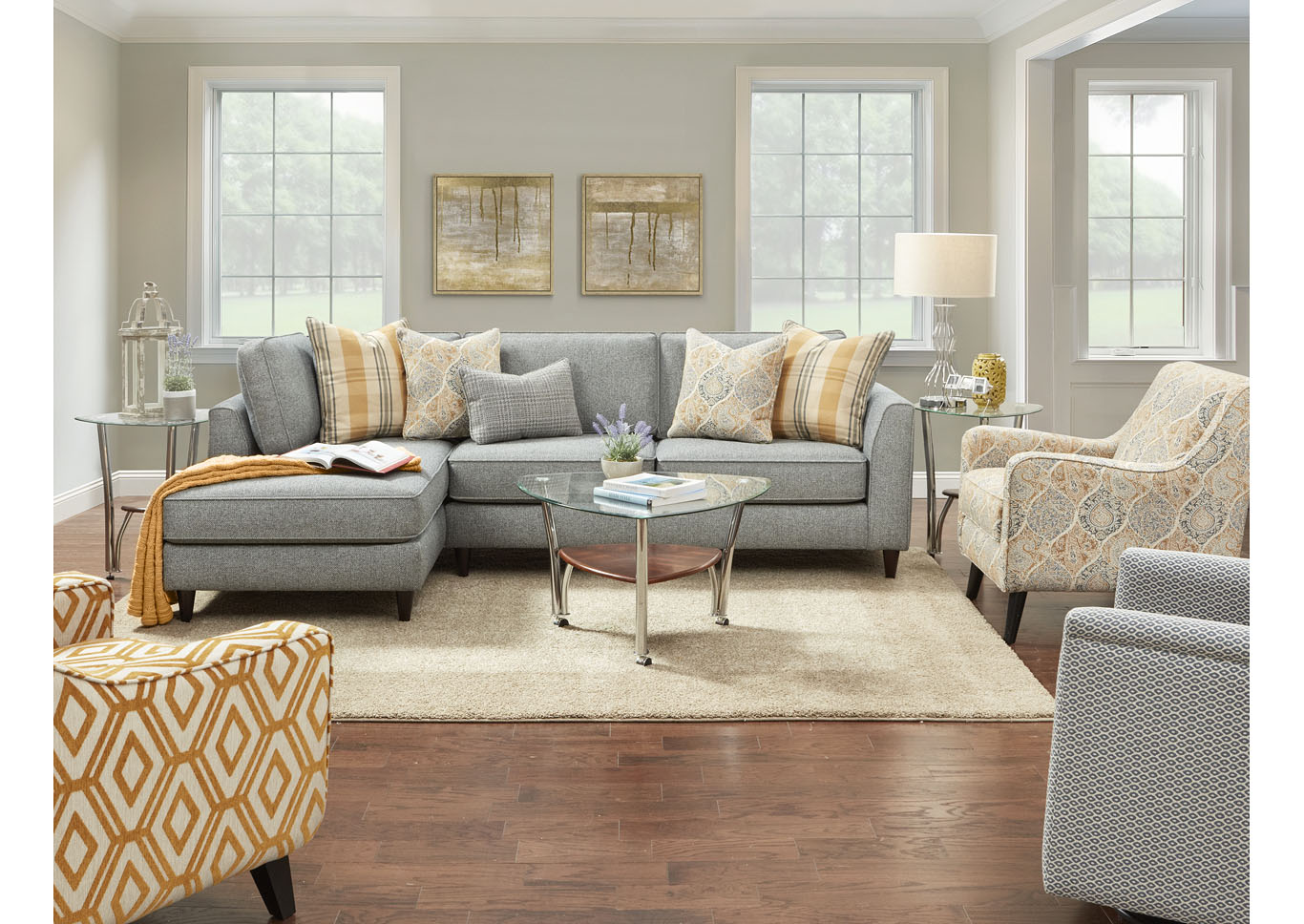 Paperchase Flannel (Revolution) Laf Sofa w/Chaise,Fusion Furniture Inc