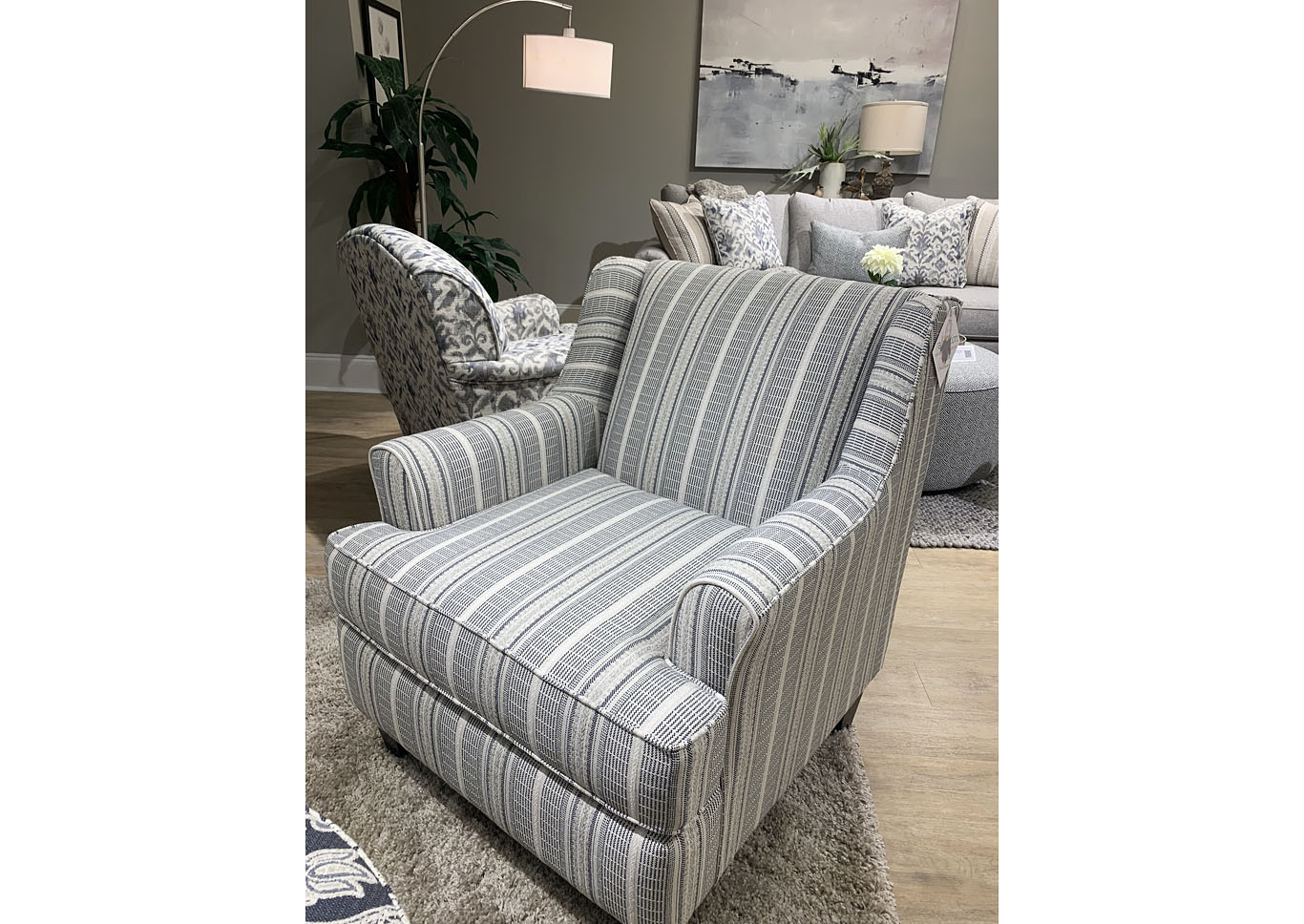 Awesome Oatmeal (Revolution) Farmhouse Indigo Accent Chair,Fusion Furniture Inc