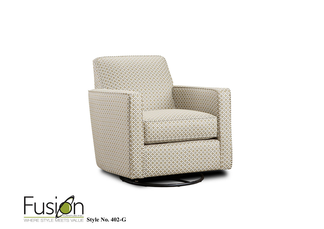 Braxton Ivory Barrage Spring Swivel Glider Chair,Fusion Furniture Inc