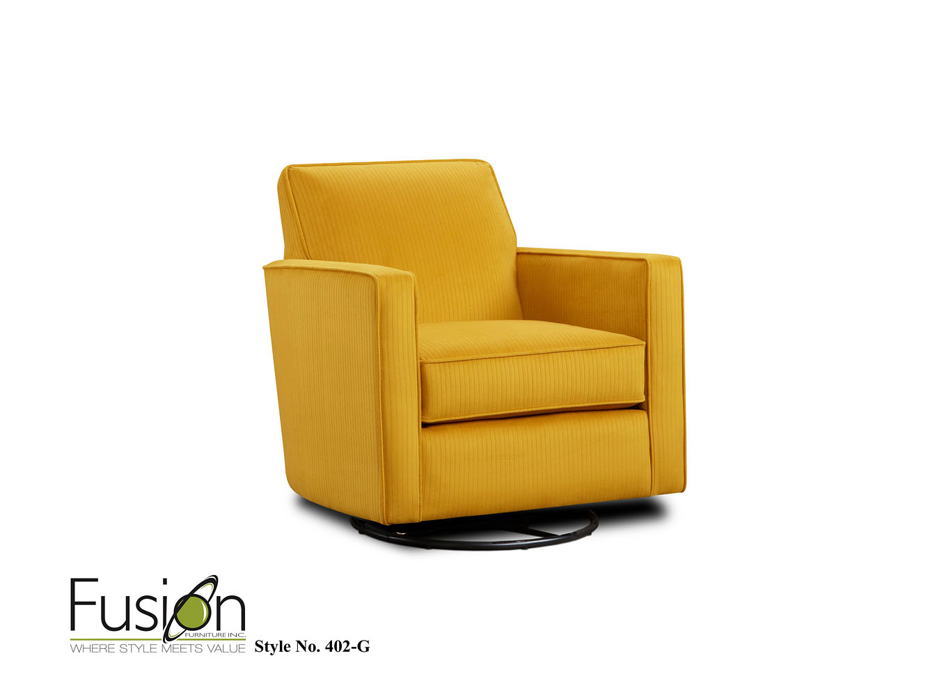 Rocksalt Domino (Revolution) Highstreet Saffron Swivel Glider Chair,Fusion Furniture Inc