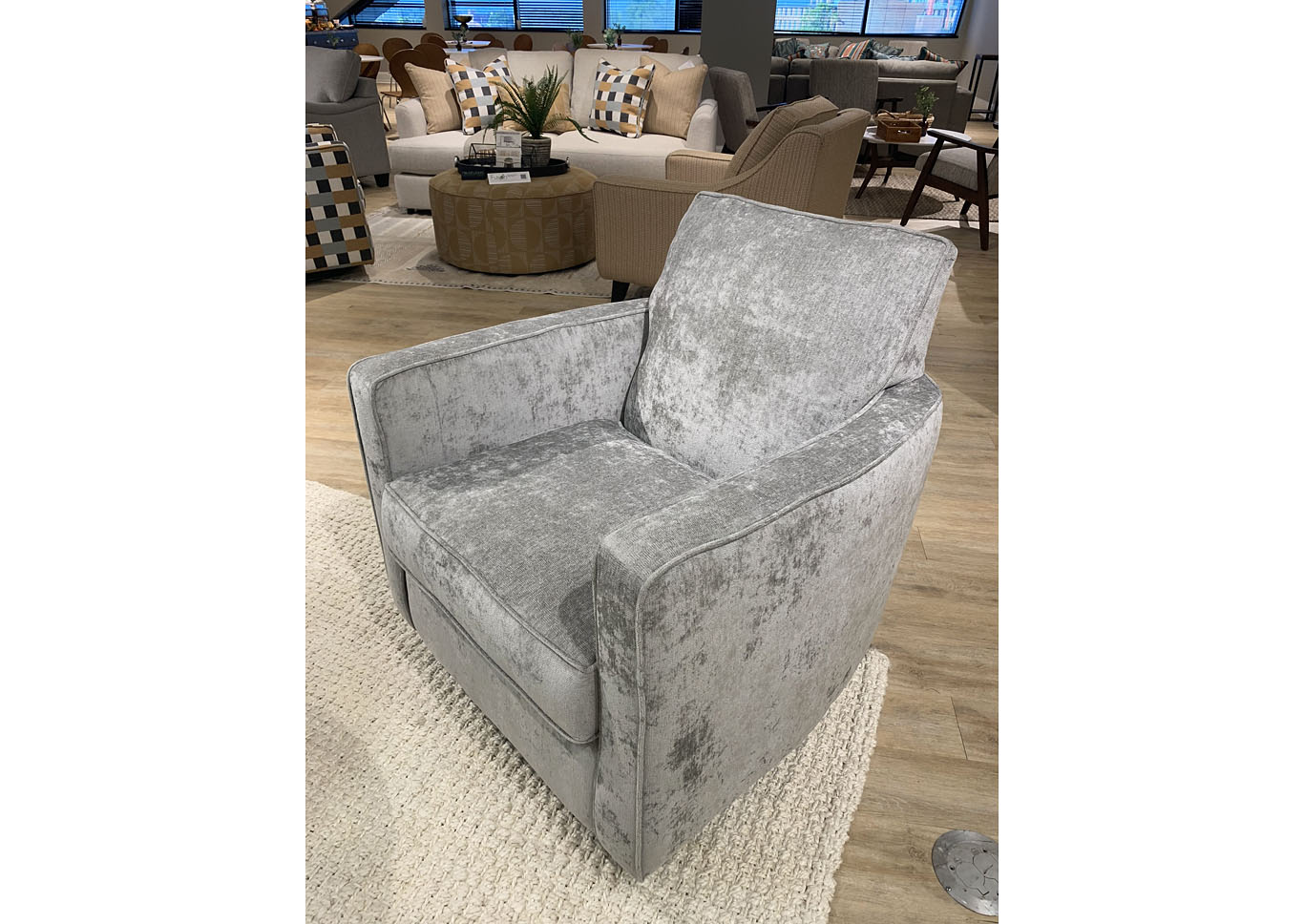 23-00KpStudioLinen(Revolution) Martin Dove Swivel Glider Chair,Fusion Furniture Inc