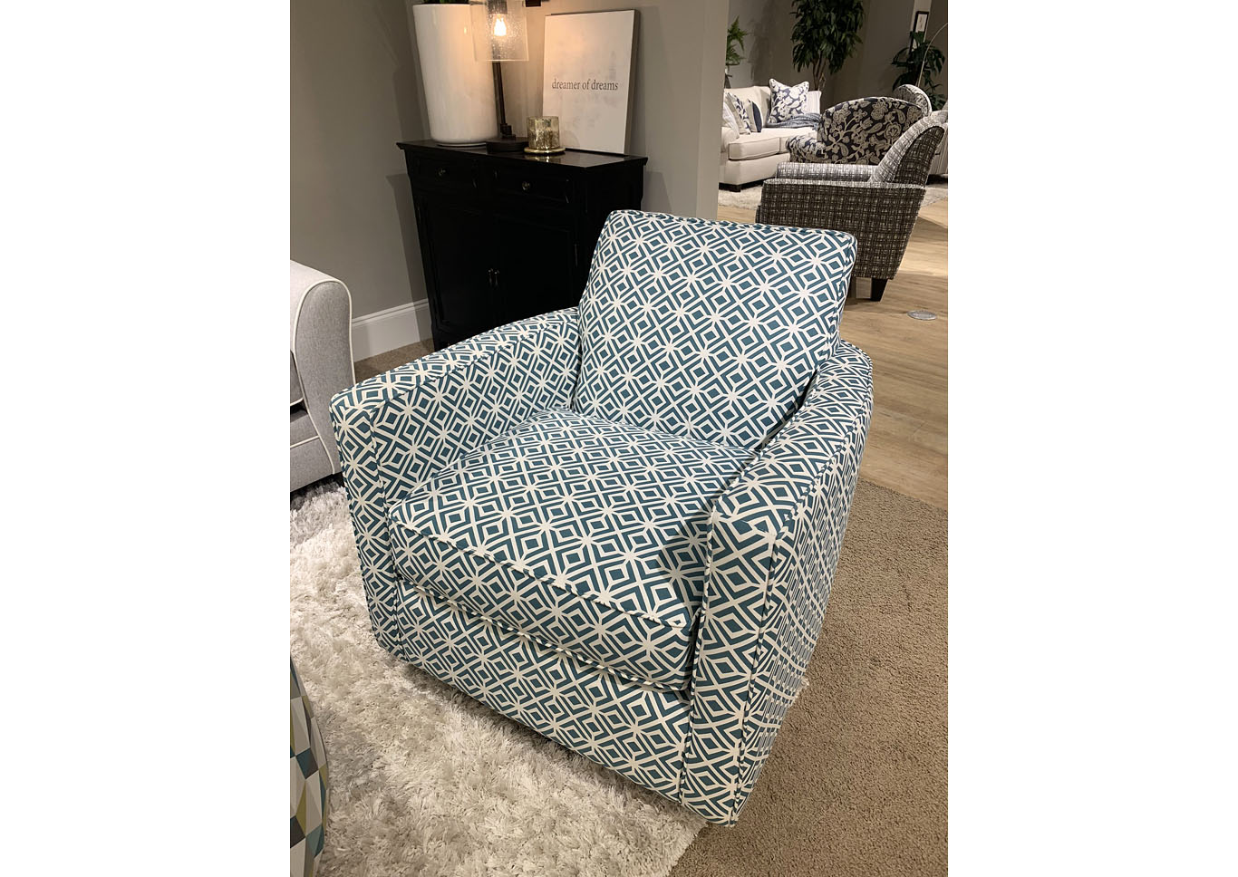 Tnt Nickel (Revolution) Rupert Teal Swivel Glider Chair,Fusion Furniture Inc