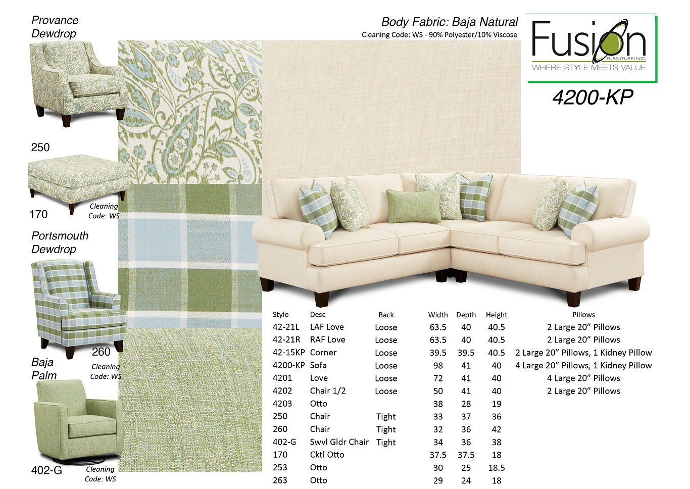 Baja Natural Porstmouth Dewdrop Ottoman,Fusion Furniture Inc