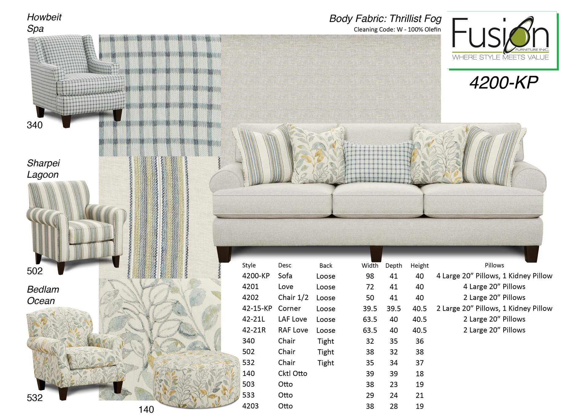 Thrillist Fog (Sustain) Thrillist Fog Sofa,Fusion Furniture Inc