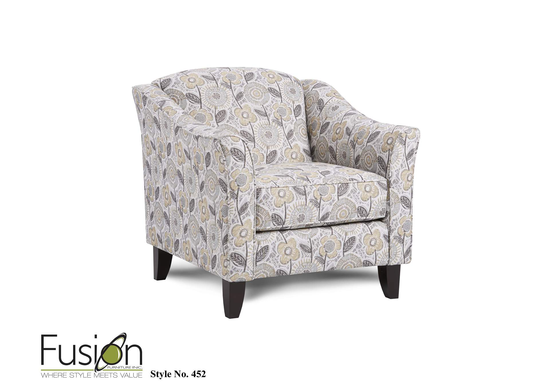 Vandy Heather Quick Silver Accent Chair,Fusion Furniture Inc
