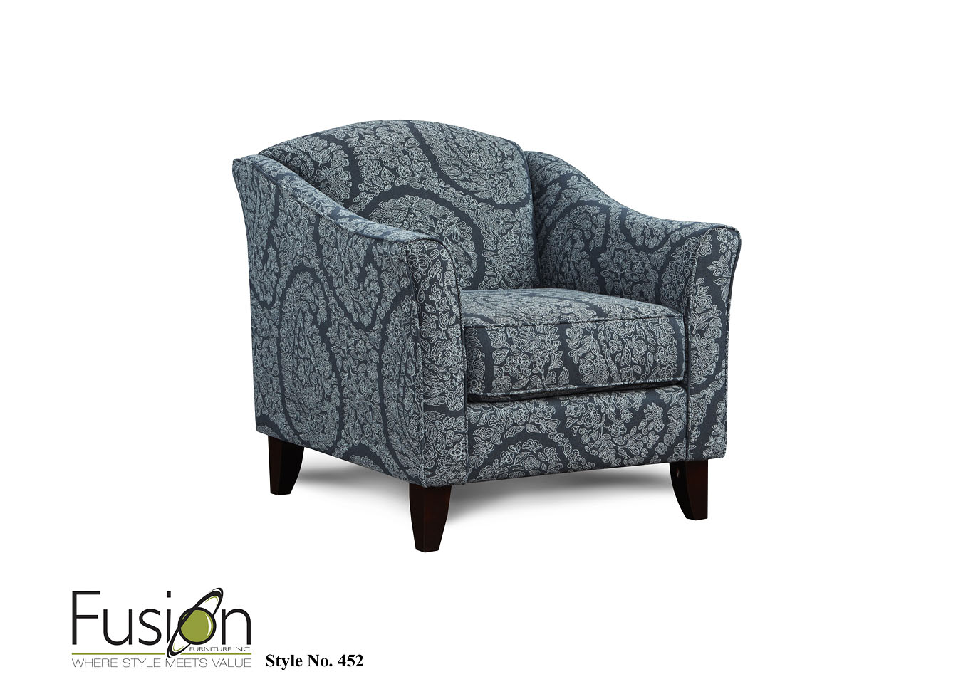 Northwest Paloma Grey/ Austin Linen Evans Indigo Accent Chair,Fusion Furniture Inc