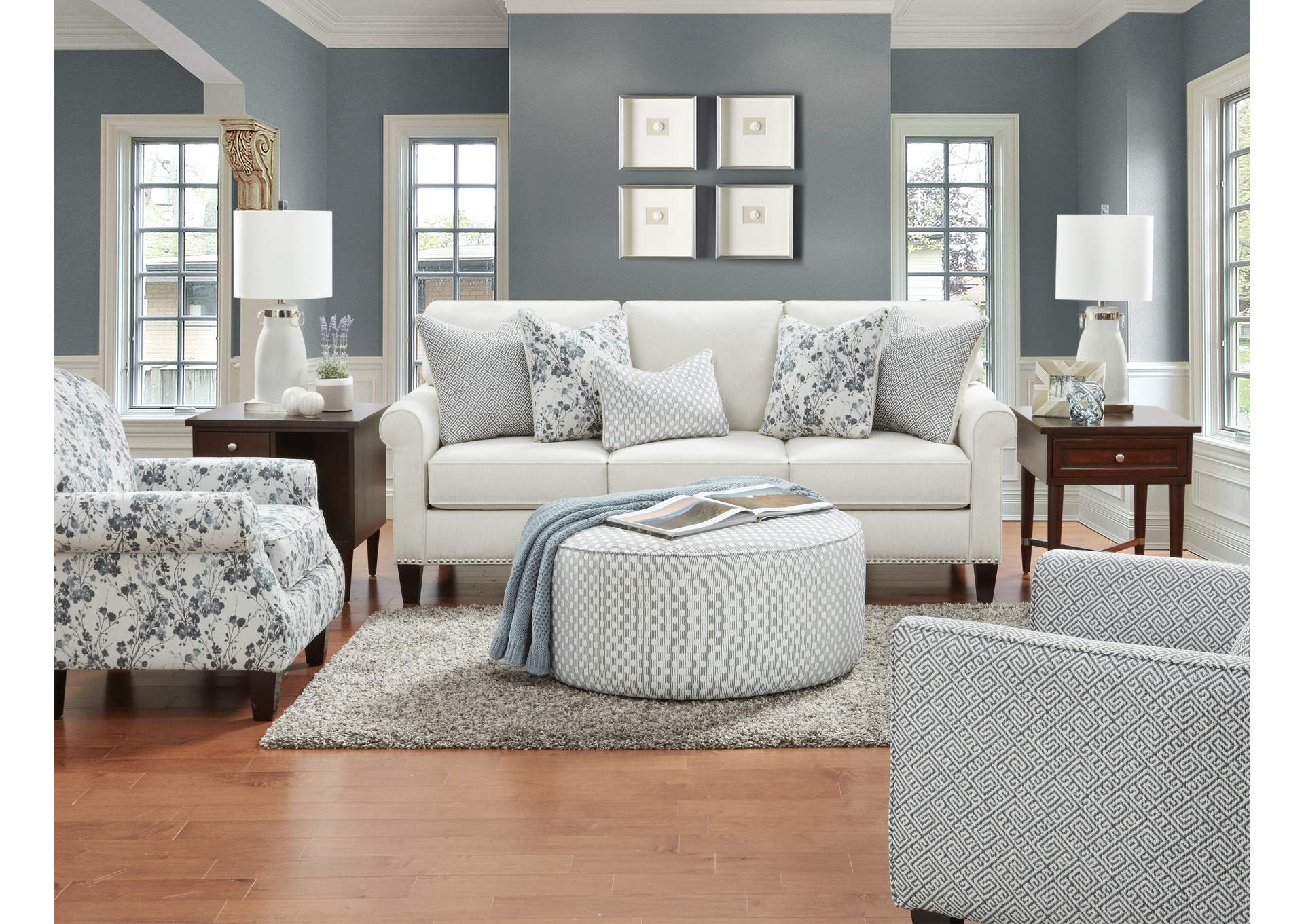 Truth Or Dare Salt (Revolution) Mezzanine Denim Cocktail Ottoman,Fusion Furniture Inc