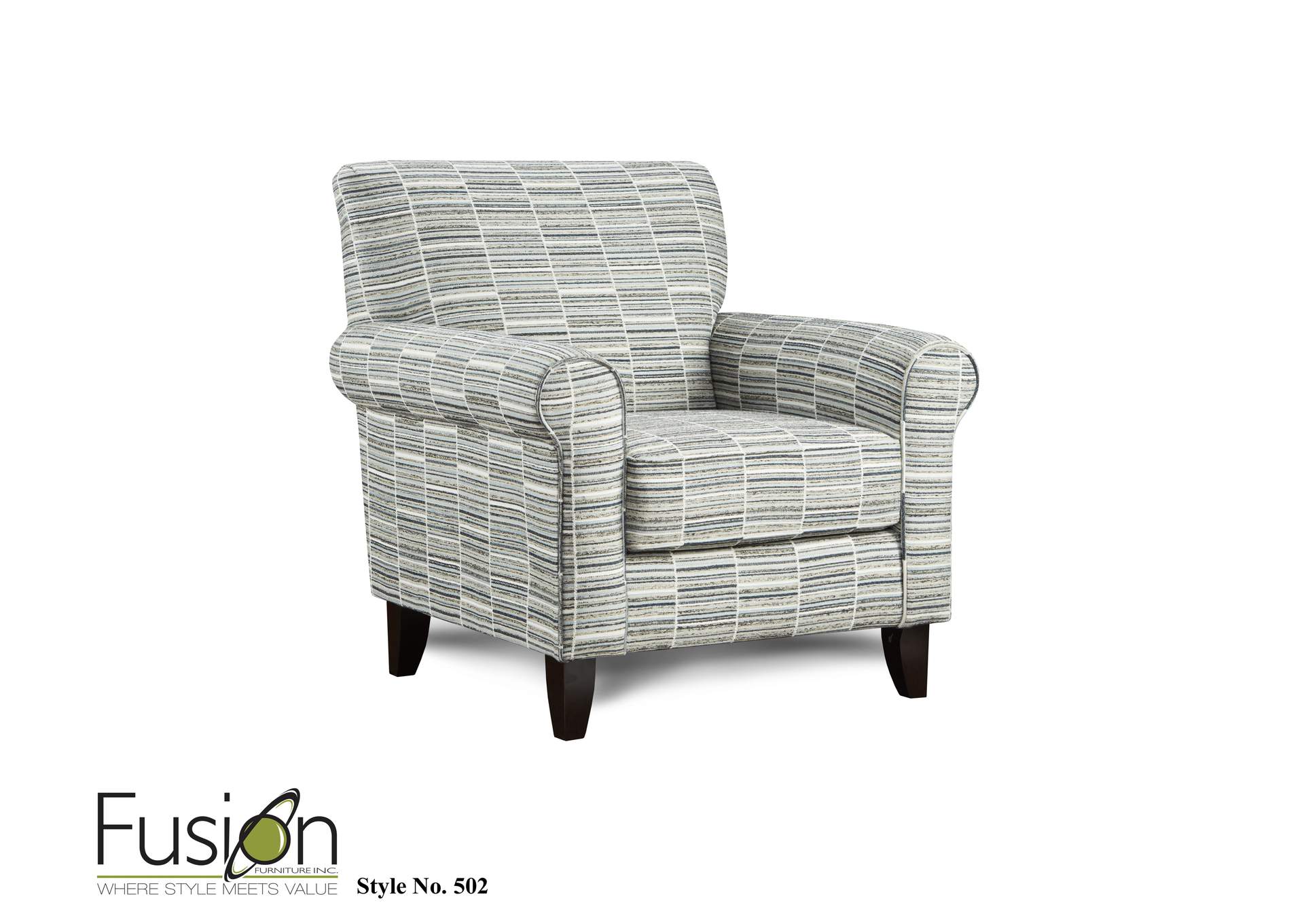 Tnt Charcoal Byzantine Blue Accent Chair,Fusion Furniture Inc