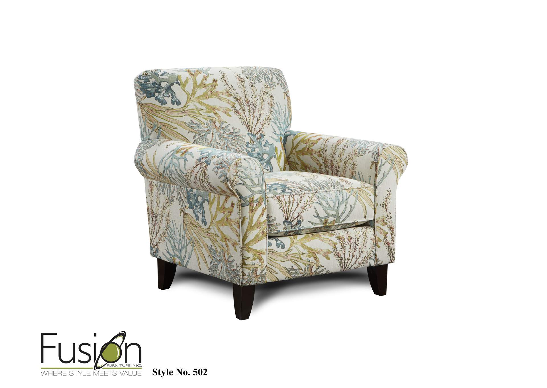 Labyrinth Sky Coral Reef Carribean Accent Chair,Fusion Furniture Inc