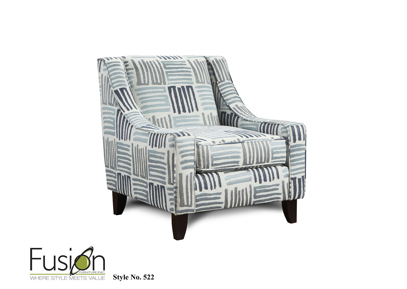 Grande Denim (Revolution) Swag Cobalt Accent Chair,Fusion Furniture Inc