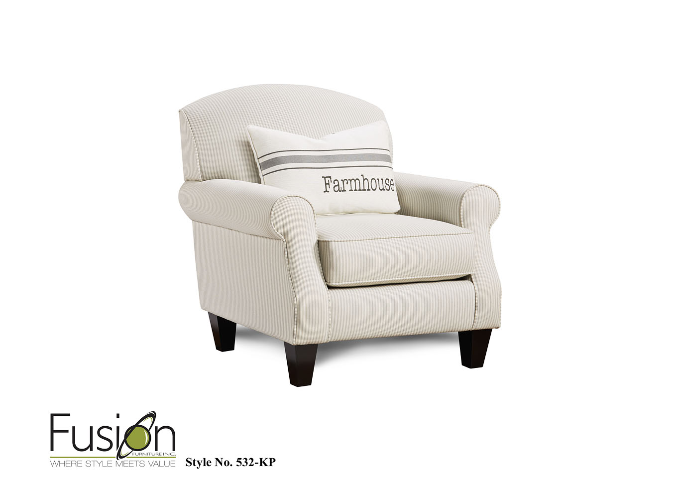 Caitlin Birch Ticking Slate Chair,Fusion Furniture Inc