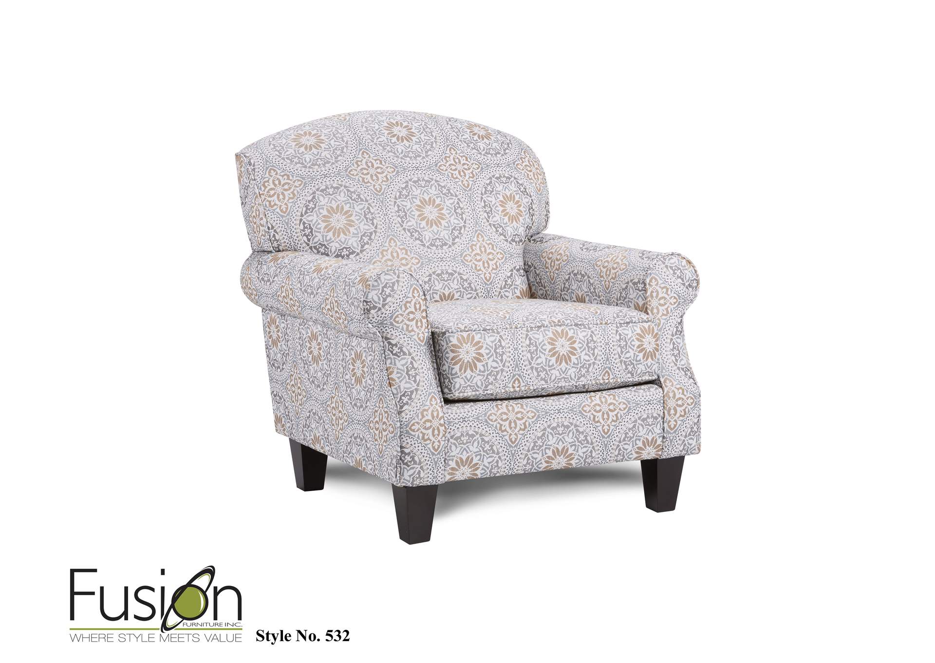 Bates Nickle Evanwood Smokey Blue Accent Chair,Fusion Furniture Inc