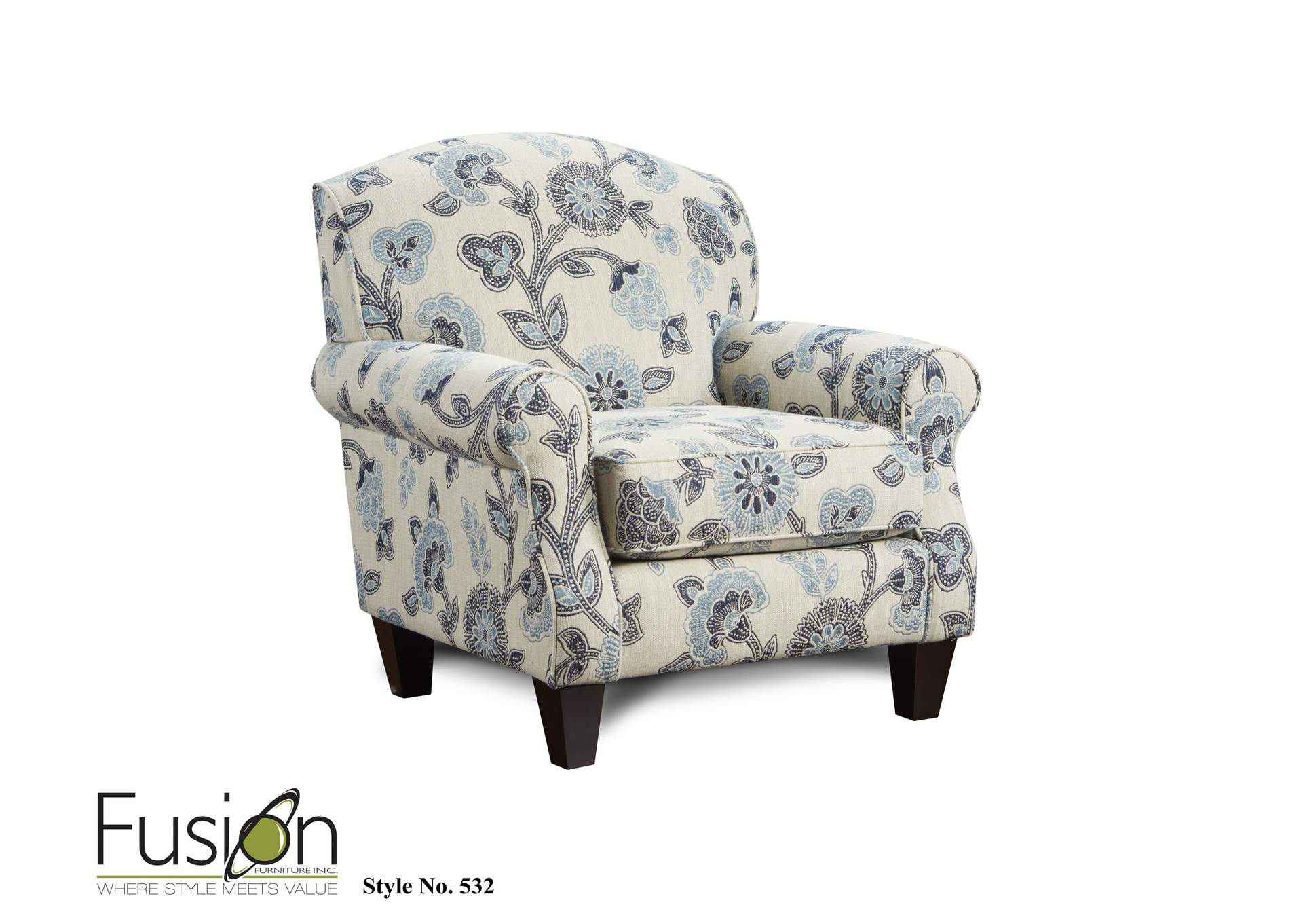 Catalina Linen Maya Indigo Accent Chair,Fusion Furniture Inc