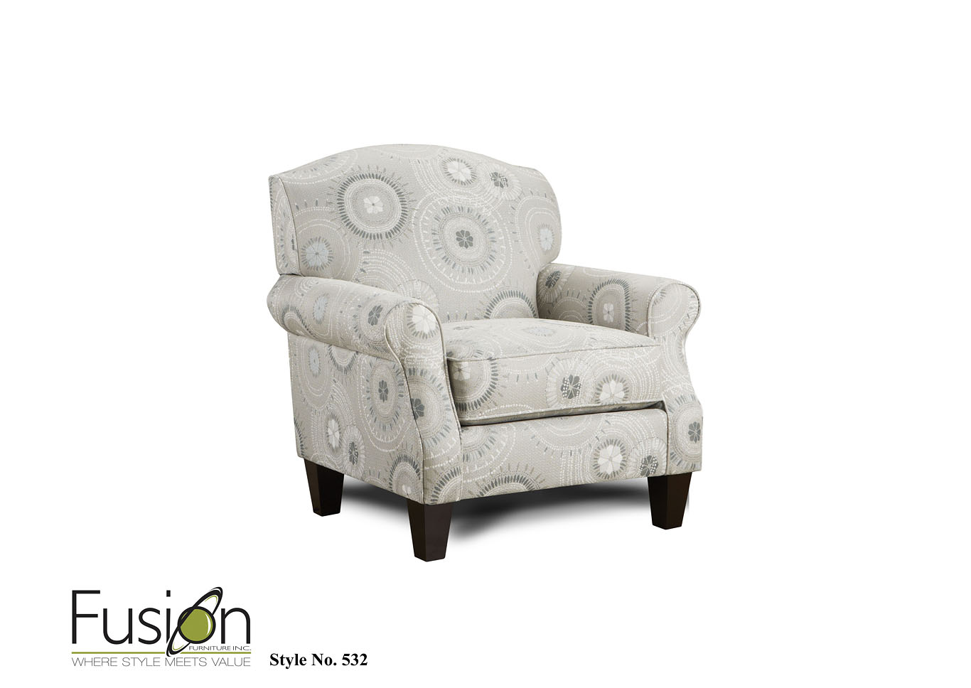 Longboard Chambray (Revolution) Tassels Mineral Accent Chair,Fusion Furniture Inc