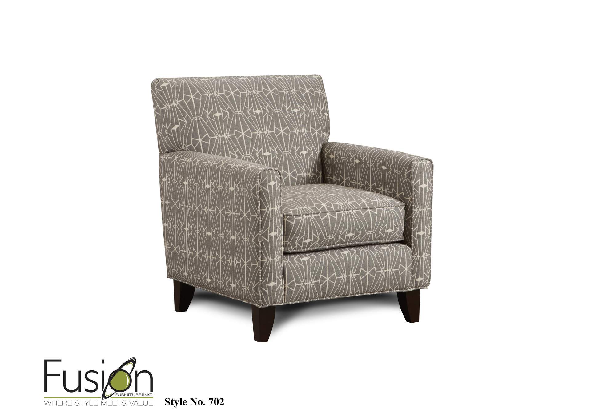 Sugarshack Glacier (Revoution) Emblem Charcoal Accent Chair,Fusion Furniture Inc
