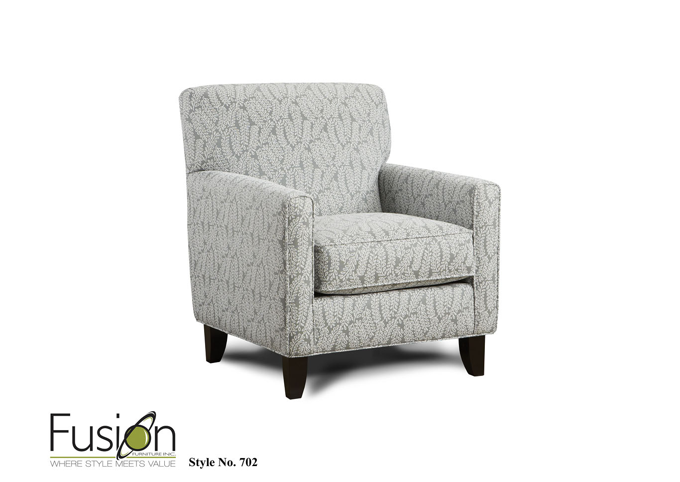 Longboard Chambray (Revolution) Gray Nickel Accent Chair,Fusion Furniture Inc
