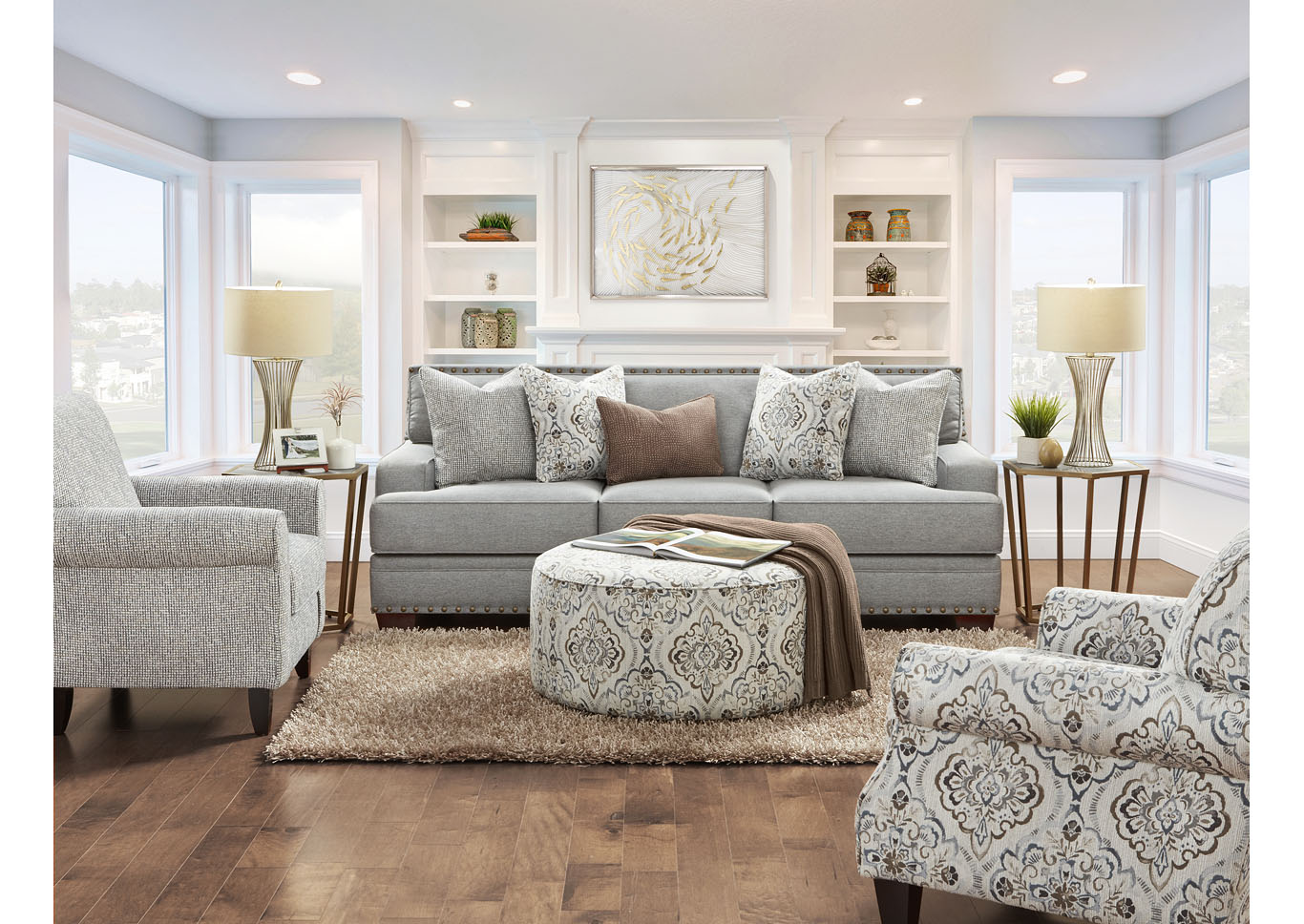 Moore Metal Silver Rust Ottoman,Fusion Furniture Inc