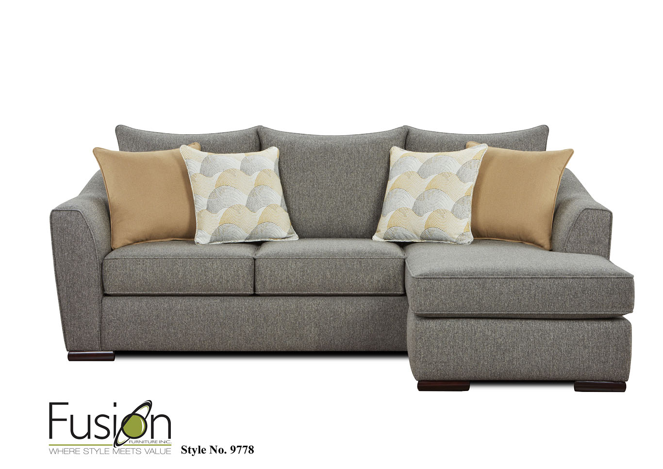 Rockabilly Stone Rockabilly Stone Sofa/Chaise,Fusion Furniture Inc