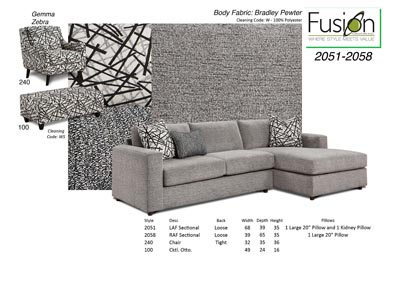 Image for Bradley Pewter Bradley Pewter Loveseat w/Chaise