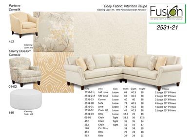 Image for Intention Taupe (Revolution) Cherry Blossom Cornsilk Cocktail Ottoman