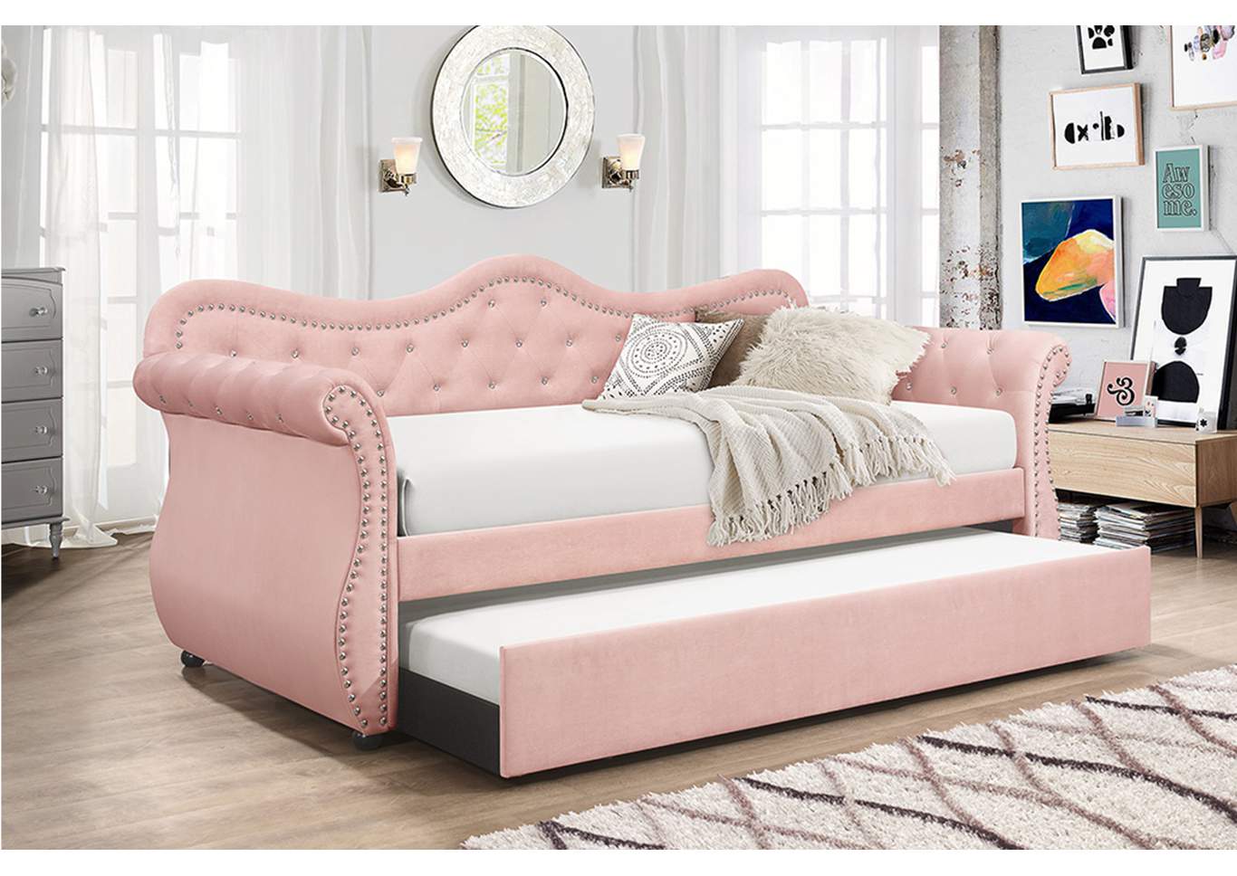 Pink Day Bed,Galaxy Home Furniture