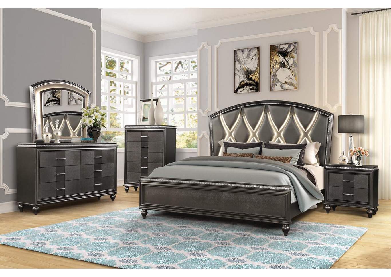 Queen 4 Piece Bedroom Set,Galaxy Home Furniture