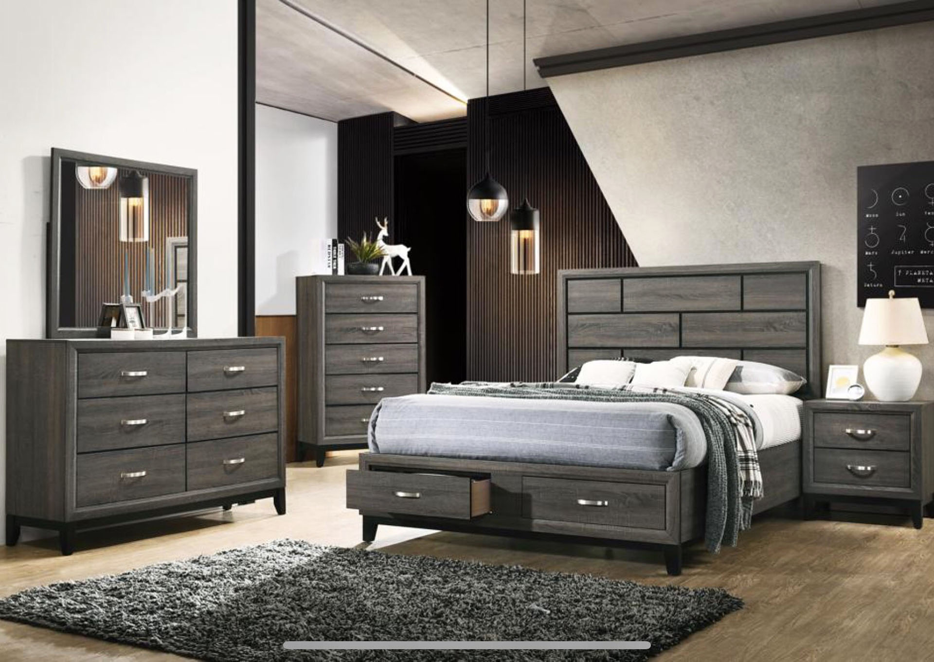 Hudson Gray King Bed,Galaxy Home Furniture