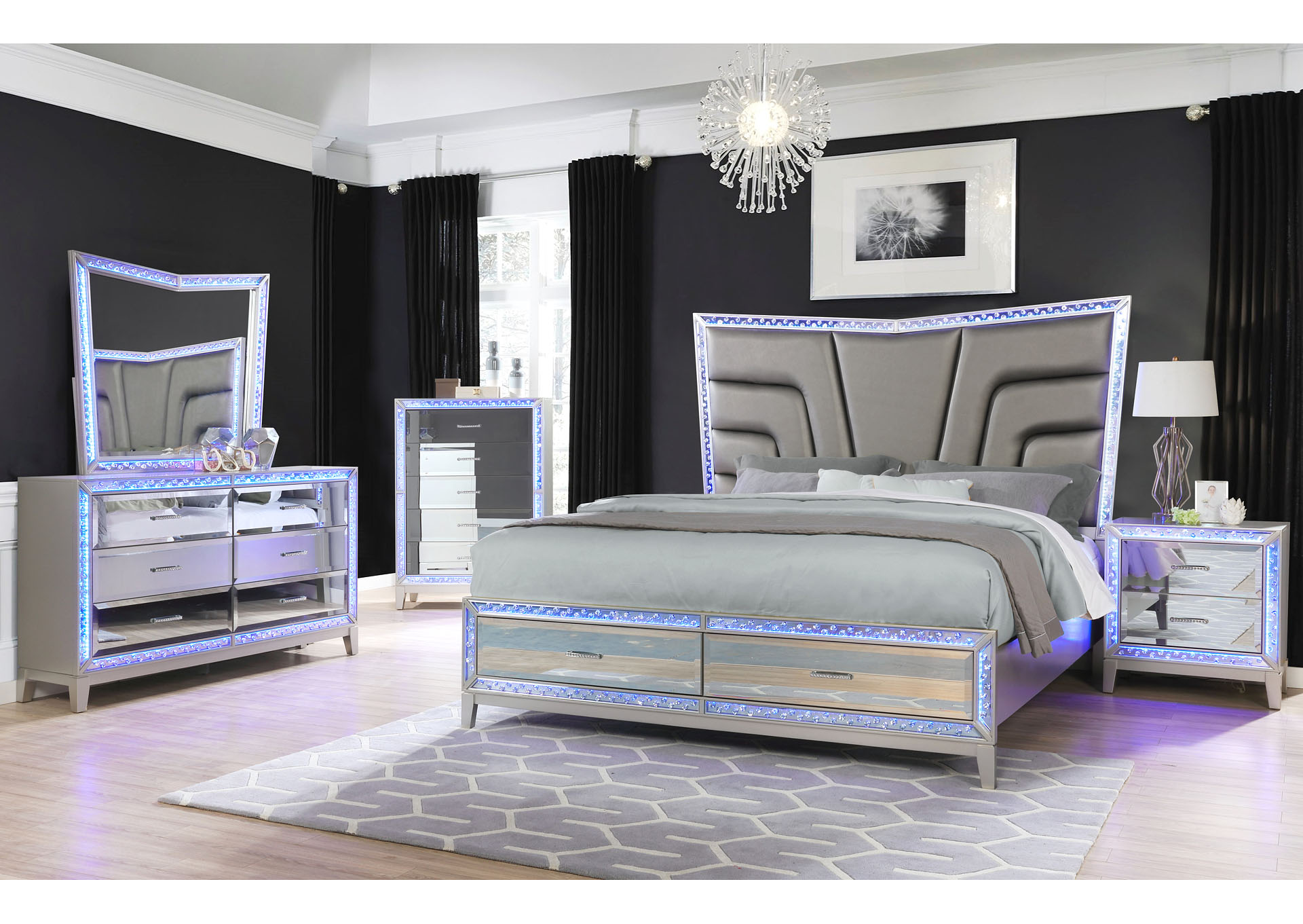 King 4 Piece Bedroom Set,Galaxy Home Furniture