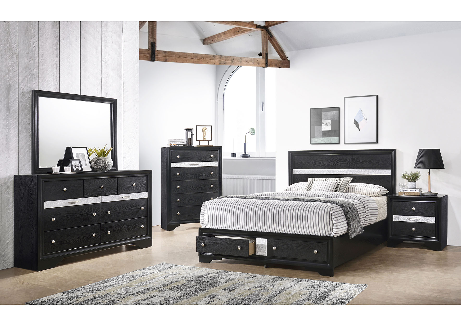 Matrix Black Queen Bed,Galaxy Home Furniture