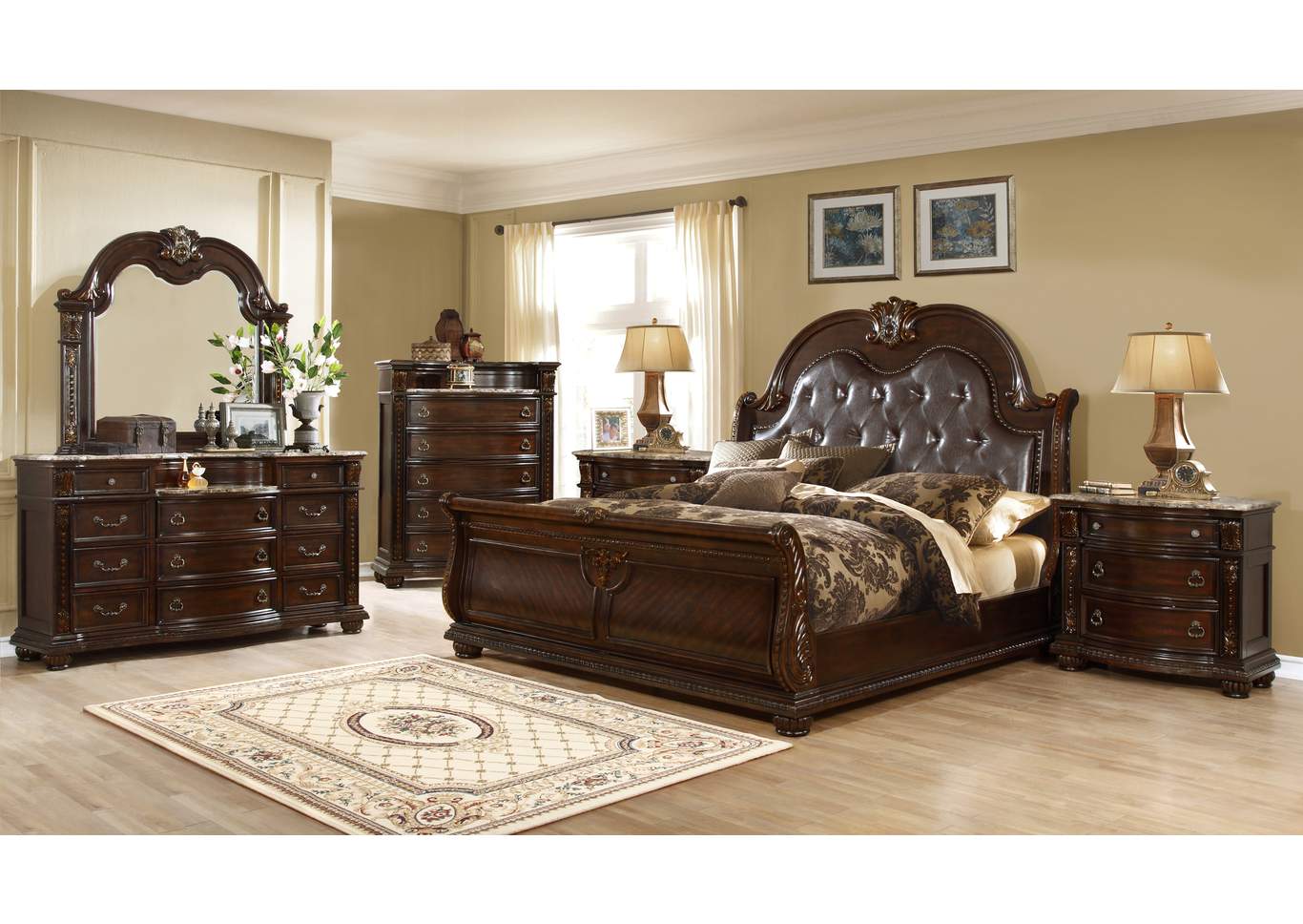 Queen 4 Piece Bedroom Set,Galaxy Home Furniture