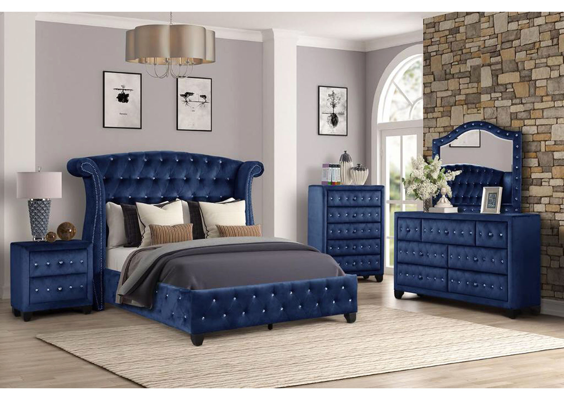 King Upholstered Bed,Galaxy Home Furniture