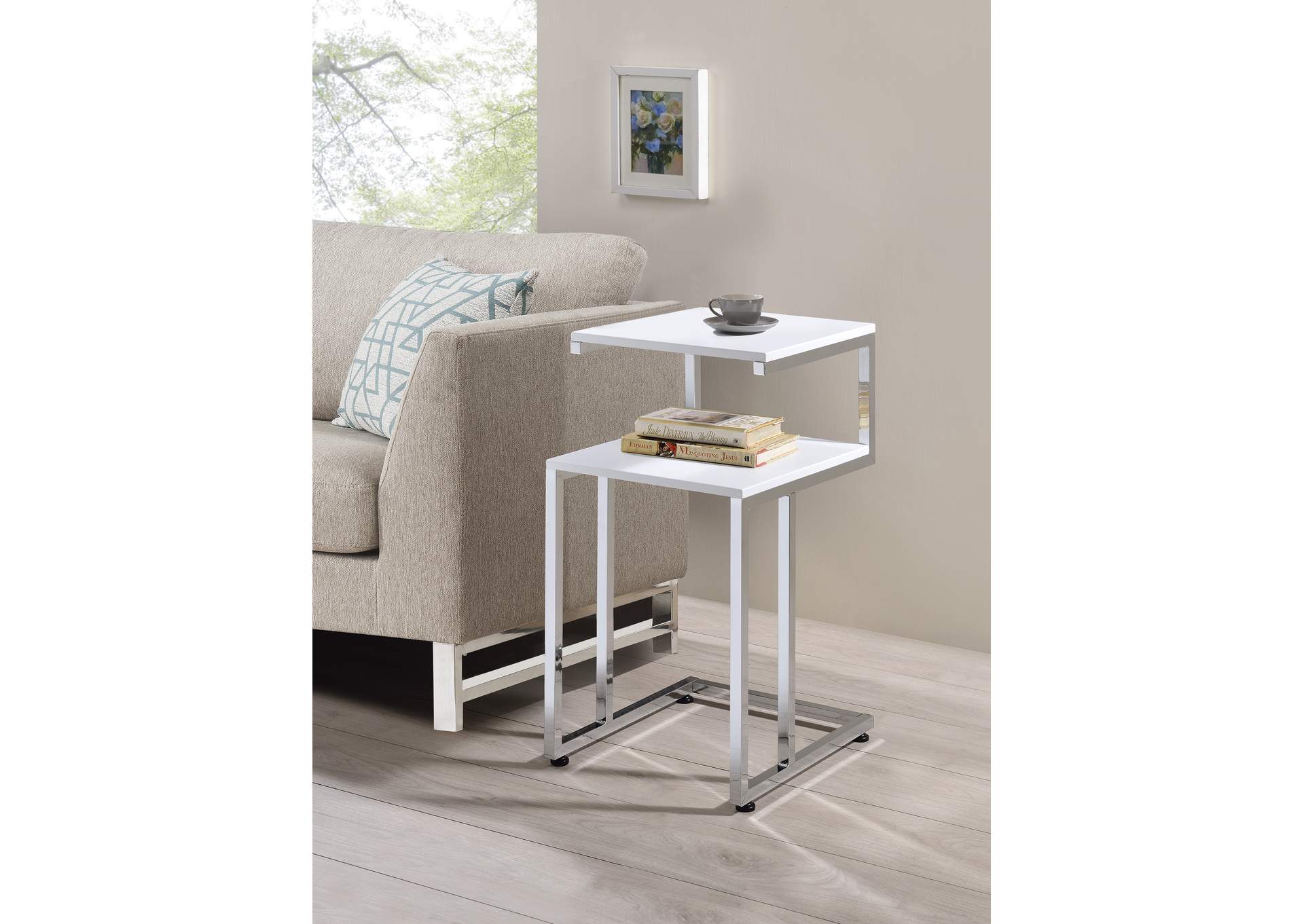 3365W White Side Table,Global Trading